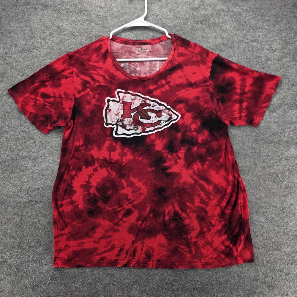 Kansas City Chiefs Shirt Mens XL Red NFL Football Kelce 87 Tie Dye Majestic